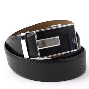 COMPLETELY ROYAL Men's 38" Black Leather SLIDE BELT Metal Sliding Ratchet Buckle